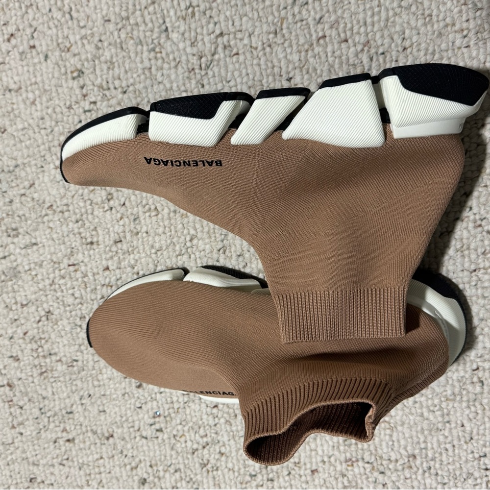 Balenciaga Brown and Black Sneakers with Unique Curved Sole